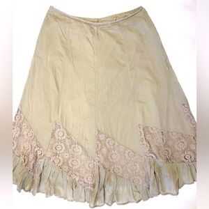 Apt 9 khaki a-line ruffle skirt